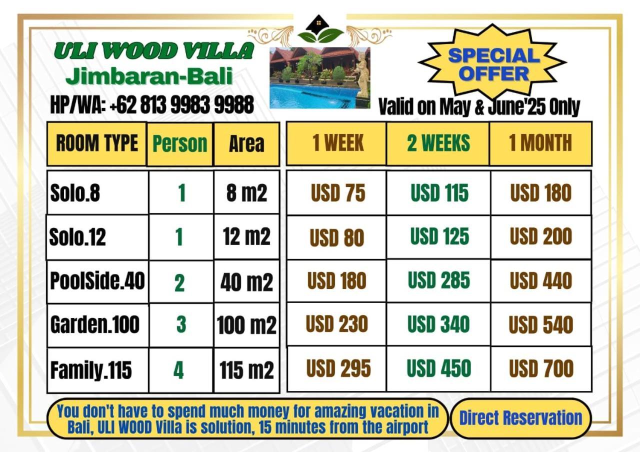 Uli Wood Villa, Jimbaran Bali - Near Gwk מראה חיצוני תמונה